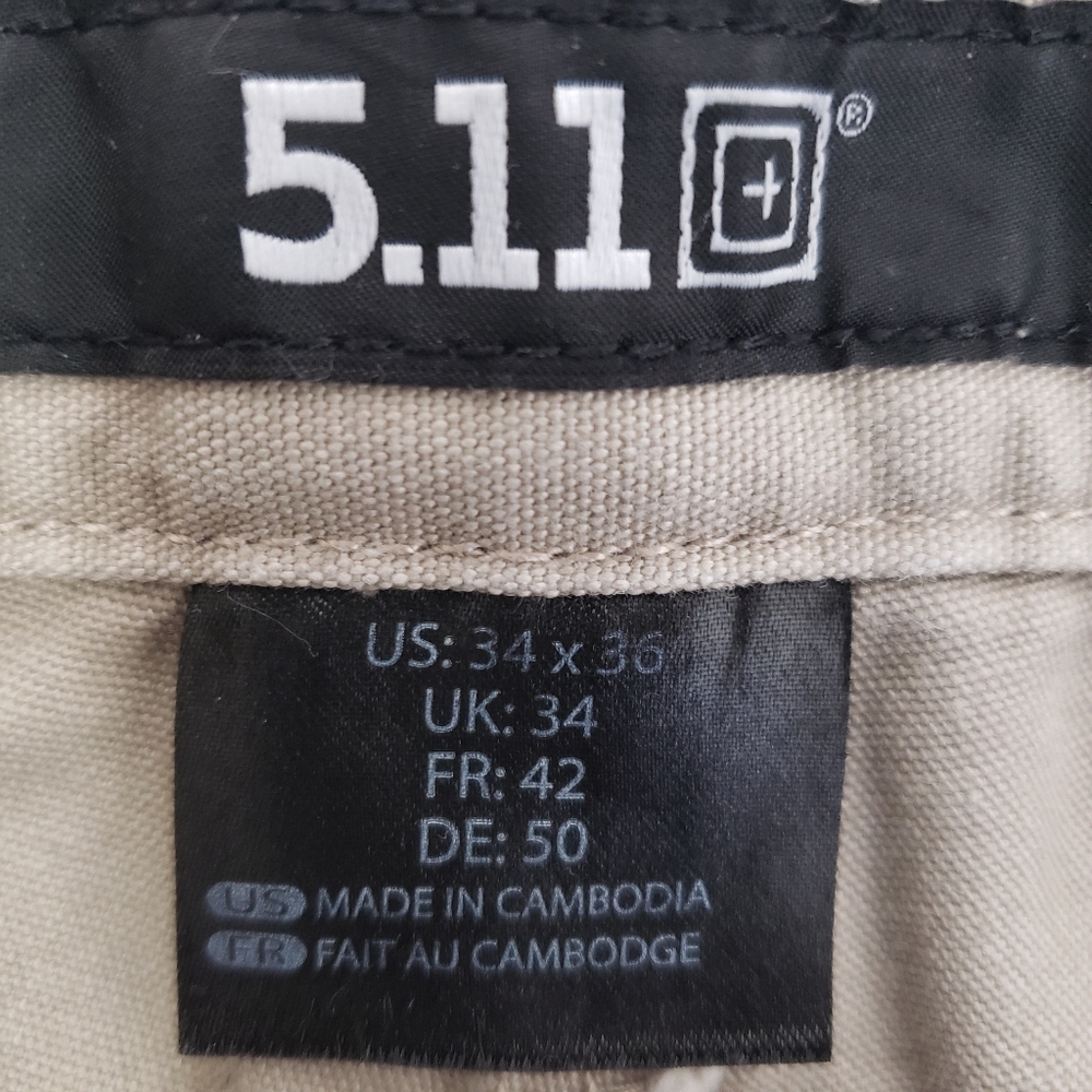 5.11 Tactical Cargo Workwear Pant Men's 34x36 Beige Tan 100% Cotton preowned - Picture 8 of 9